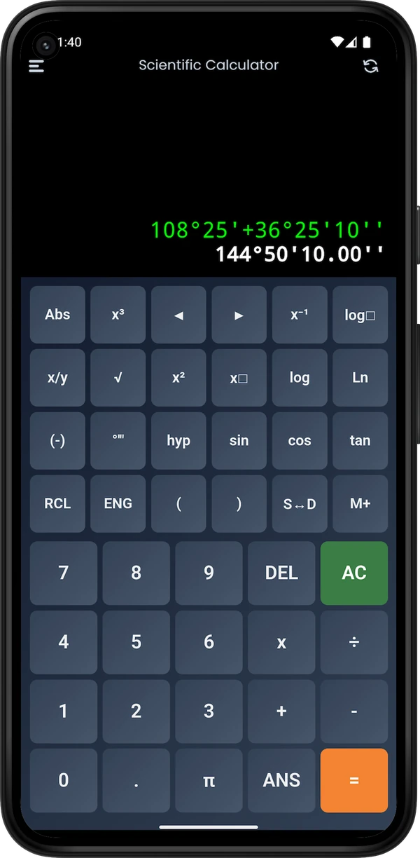 Scientific Calculator with DMS on Android